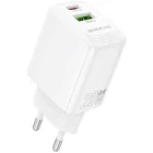 Incarcator retea Borofone BN27, 1x USB-C, 1x USB, Quick Charge 20 W, White