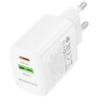 Incarcator retea Borofone BN29, 1x USB-C, 1x USB, Quick Charge 30 W, White