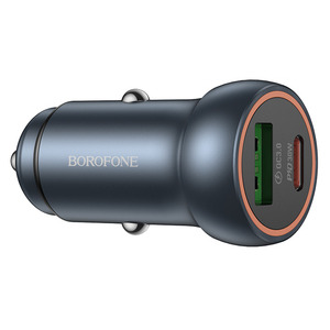 Incarcator auto Borofone BZ32A, 1x USB-C, 1x USB, 30 W, Grey