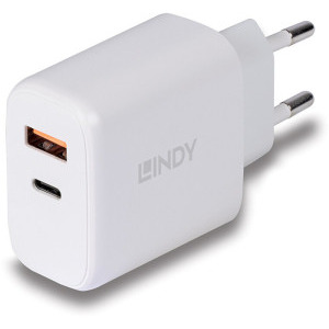 LINDY 1x USB-C, 1x USB, Quick Charge 30 W, White