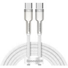Cablu de date / adaptor Baseus Cafule Metal, USB-C Male la USB-C Male, 100 W, 1 m, White