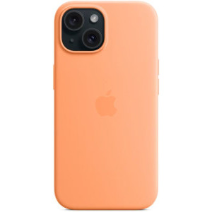 Apple Protectie pentru spate, material silicon pentru iPhone 15, culoare Orange Sorbet