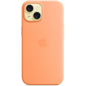 Apple Protectie pentru spate, material silicon pentru iPhone 15, culoare Orange Sorbet