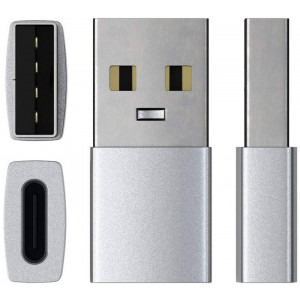 Satechi 1x USB Male - 1x USB-C Male, argintiu