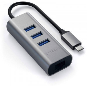 Satechi USB-C Hub 3x USB 3.0, 1x Ethernet, Space Grey
