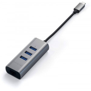 Satechi USB-C Hub 3x USB 3.0, 1x Ethernet, Space Grey