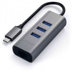 Satechi USB-C Hub 3x USB 3.0, 1x Ethernet, Space Grey