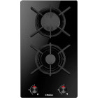 Plita incorporabila Hansa BHKS330500, 2 arzatoare, Gaz, Gratar fonta, Aprindere electrica, Sticla neagra