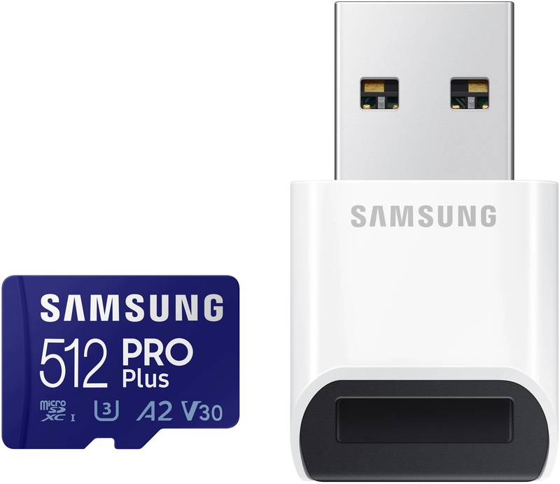 Card memorie Samsung Micro SDXC PRO Plus (2021) UHS-I U3 Clasa 10 512GB + Cititor card