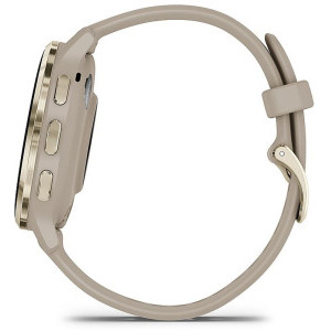 Garmin Venu 3S, GPS, Wi-Fi, curea silicon, French Gray/Soft Gold