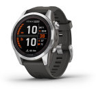SmartWatch Garmin Fenix 7S Pro Solar, Glass, curea Graphite, Argintiu