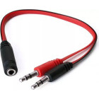 Cablu audio Somic Jack 3.5 mm TRRS Female - 2x Jack 3.5 mm TRS Male, negru-rosu