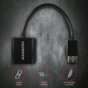 AXAGON 1x DisplayPort 1.1a Male - 1x VGA Female, 0.16 m, negru