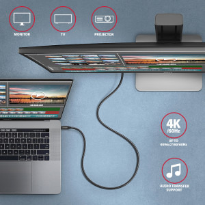 AXAGON USB 3.2 Tip C Male - USB 3.2 Tip C Male, 2m, negru