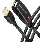 Cablu periferice AXAGON USB 2.0 tip A Male - USB 2.0 tip A Female, 20m, negru