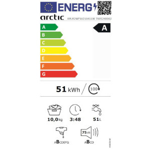Arctic APLM2WFSU210411W, 10 kg, 1200 RPM, Clasa B, Silent Inverter, ExtraSteam, SaveInAll, IronExpress, Flow Control, Alb