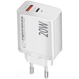 Esperanza 1x USB, 1x USB-C, 20W White
