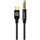 Cablu audio Swissten 1x USB-C Male - Jack 3.5 mm Male, 1.5 m, Negru