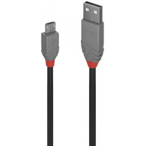 LINDY Anthra, USB 2.0 Male tip A - microUSB 2.0 Male, 2m, negru-gri