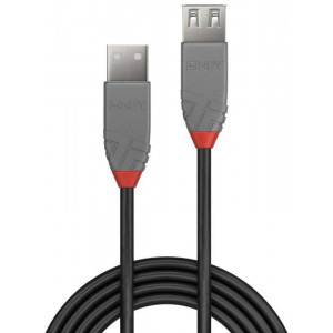 LINDY Anthra, USB 2.0 Male tip A - USB 2.0 Female tip A, 5m, negru-gri