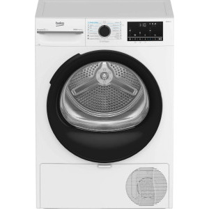 Uscator de rufe Beko BM5T49243W, Pompa de caldura, 9 kg, Clasa C, ProSmart Inverter, IronFinish, Eco Gentle, AquaWave, Iluminare interioara, Alb