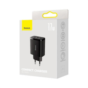Baseus Compact, 3x USB, 17W, Black