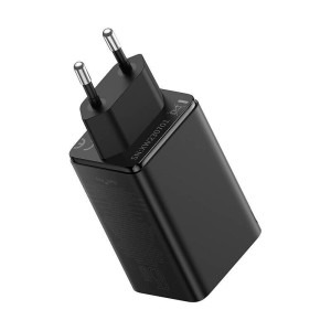 Baseus GaN6 Pro, 2x USB-C, 2x USB, Quick Charge 65W, Black + cablu USB-C