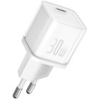 Incarcator retea Baseus P10162504213-00, 1x USB-C, Quick Charge 30 W, GaN, White