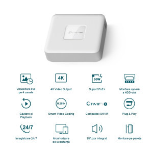 TP-LINK VIGI NVR1104H-4P 4 Canale