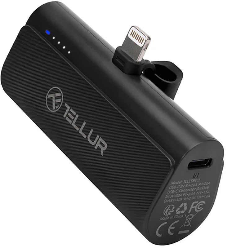 Baterie externa Tellur PD203 5000 mAh, QC3.0 18W + PD20W, Lightning, Black