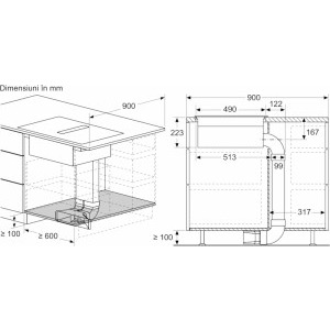 Bosch PVQ731H26E, Inductie, 4 zone de gatit, Hota integrata, CombiZone, DirectSelect, PerfectFry Plus, PowerBoost, 70 cm, Negru