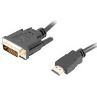 Cablu video Lanberg HDMI Male - DVI-D Dual Link Male, 3 m, Negru