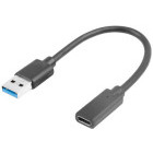 Cablu periferice Lanberg USB tip A 3.2 Gen 1 Male la USB-C 3.2 Gen 1 Female, OTG, 0.15 m, Negru